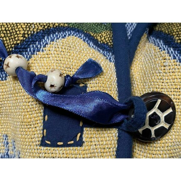 Flashback Vtg Art to Wear Cotton Tapestry Jacket Sz L Shawl Collar Southwestern - Picture 7 of 7